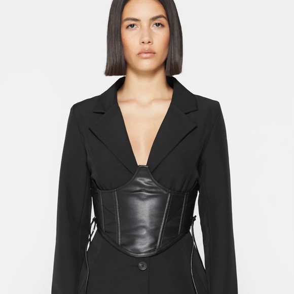 BLAZER WITH VEGAN LEATHER CORSET - Picture 2 of 4